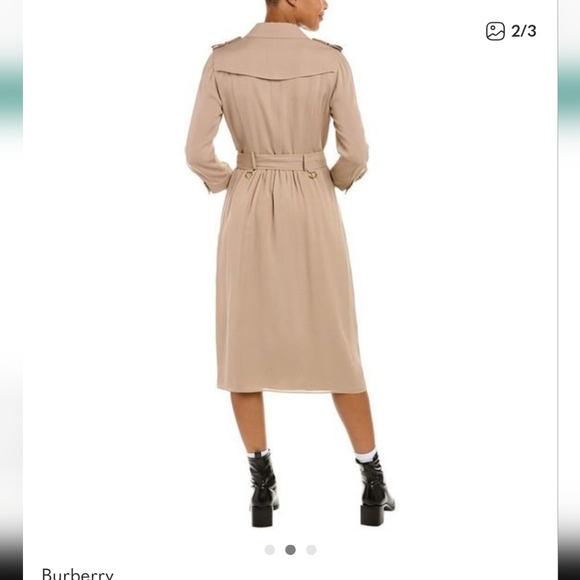 Sixe 8 Burberry Silk Agatha Dress In Pale Stone Silk - Picture 3 of 8